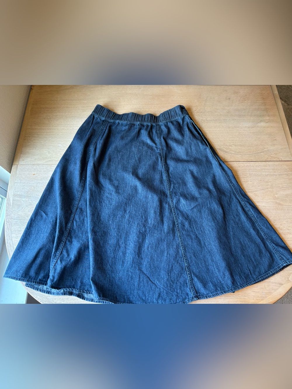 Land’s End Denim Skirt Classic Pockets Petite 100% Cotton - Picture 3 of 8